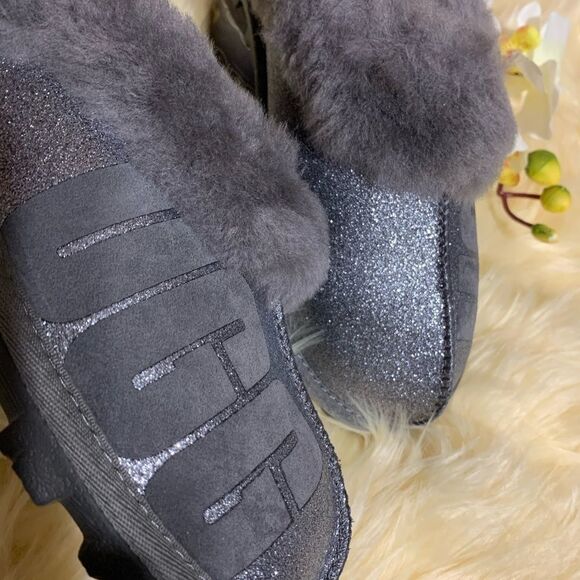 UGG COQUETTE SPARKLE WOMEN SLIPPERS SUEDE GRAY - Picture 7 of 16